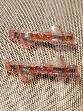 Vintage Pink Glitter Bow Hair Clips - Set of 2